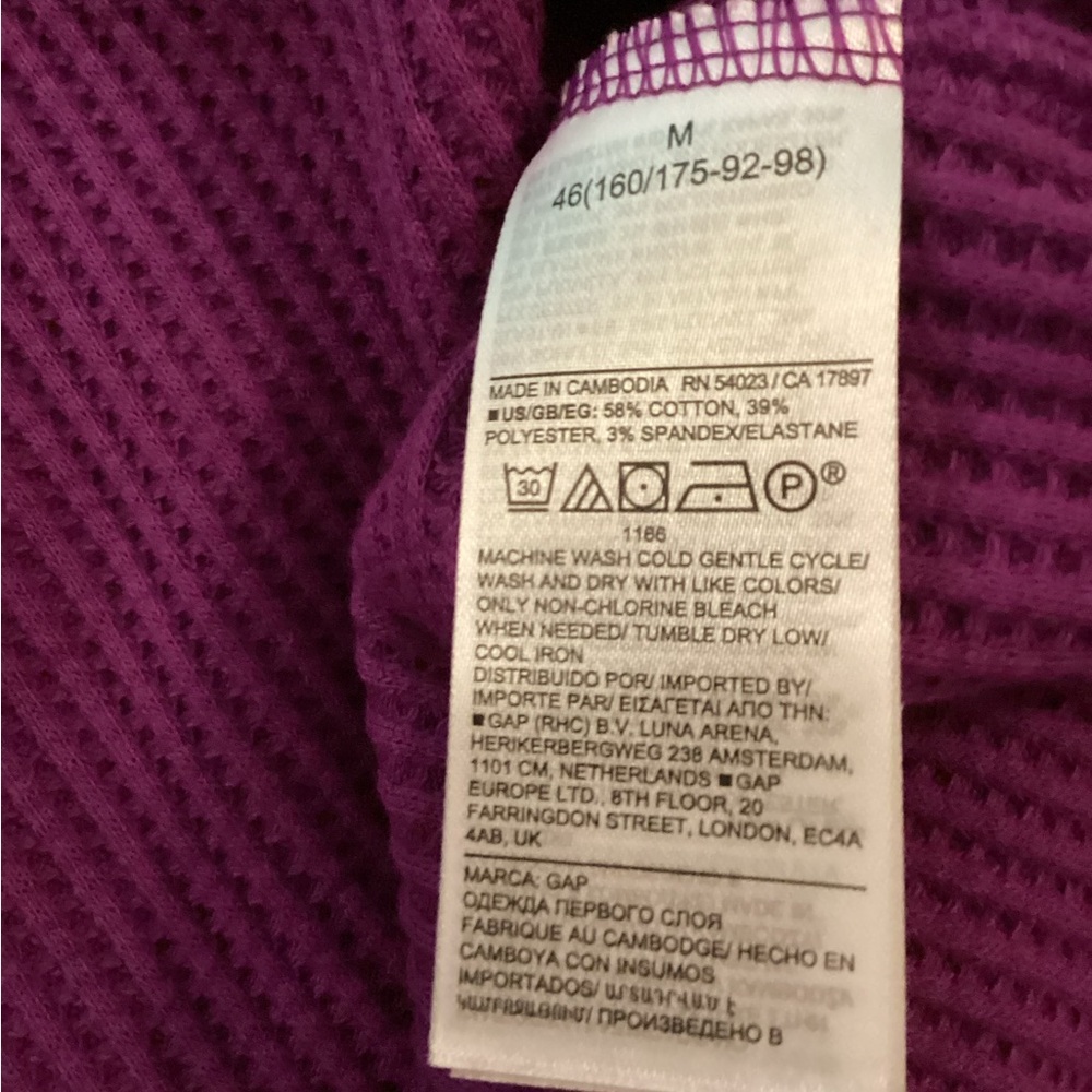 GAP WAFFLE RAGLAN HENLEY LONG SLEEVE RELAXED FIT PURPLE CUSTOMER FAVORITE MED - Picture 10 of 14
